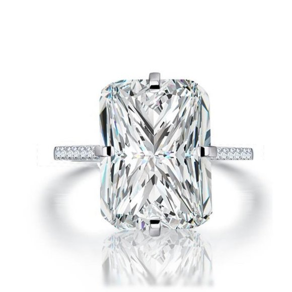 *NEW 8 CT Radiant Cut 925 Silver Diamond Ring - Picture 8 of 8